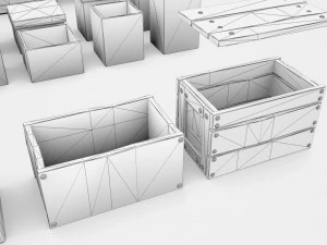 wooden crates and boxes pack 3D Model
