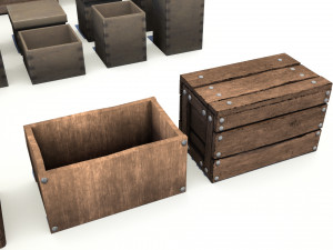 wooden crates and boxes pack 3D Модель