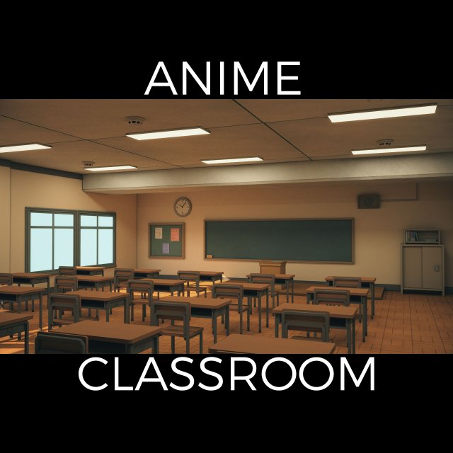 anime classroom 3D Model .c4d .max .obj .3ds .fbx .stl .blend 