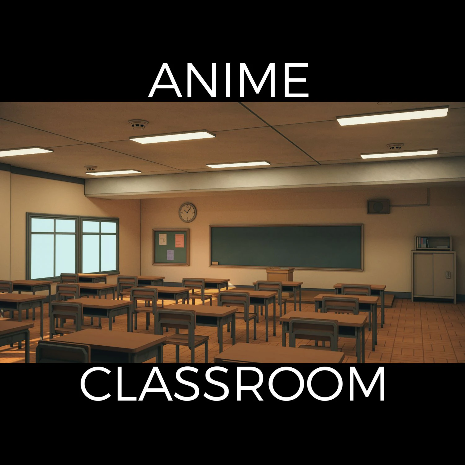 anime classroom 3D Model .c4d .max .obj .3ds .fbx .stl .blend 
