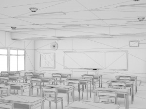 anime classroom 3D Model