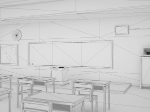 anime classroom 3D Model