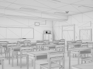 anime classroom 3D Model