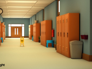 school corridor Modello 3D