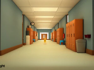 koridor sekolah Model 3D