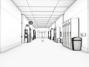 koridor sekolah Model 3D