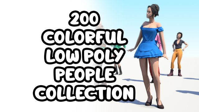 200 colorful low poly people collection Model 3D .c4d .max .obj .3ds .fbx .stl .blend 
