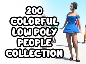 200 colorful low poly people collection 3D 모델
