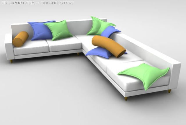 couch and pillows 3Dモデル .c4d .max .obj .3ds .fbx .stl .blend 