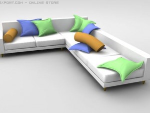 couch and pillows Modelo 3D