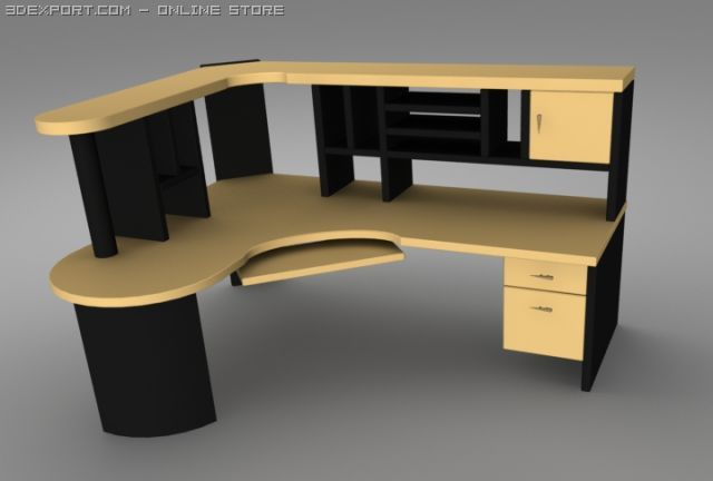 computer desk Model 3D .c4d .max .obj .3ds .fbx .stl .blend 
