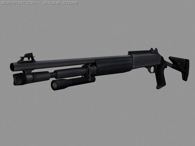 semi auto shotgame ready 3D-Modell .c4d .max .obj .3ds .fbx .stl .blend 