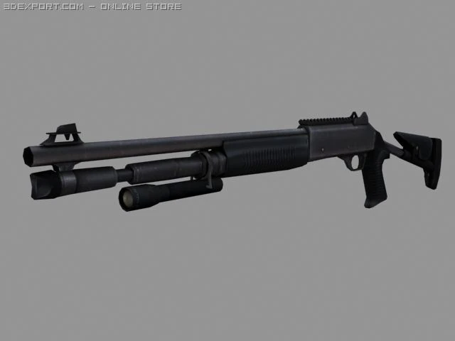 semi auto shotgame ready 3D Model .c4d .max .obj .3ds .fbx .stl .blend 