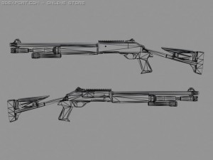semi auto shotgame ready 3D-Modell