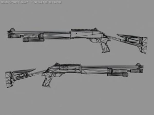 semi auto shotgame ready 3D Model