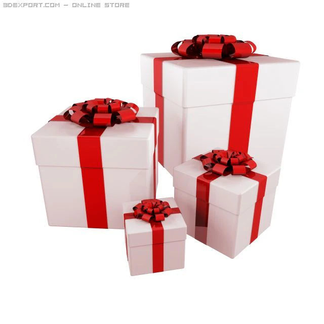 a white gift boxes 3D Model .c4d .max .obj .3ds .fbx .stl .blend 