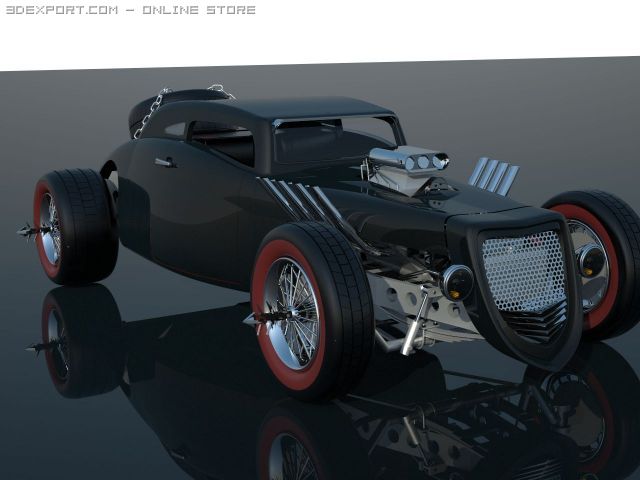 hot rod 3D Model .c4d .max .obj .3ds .fbx .stl .blend 