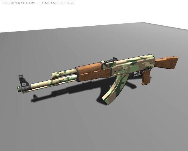ak 47 low poly 3D 模型 .c4d .max .obj .3ds .fbx .stl .blend 