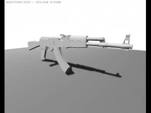 ak 47 basso poli Modello 3D
