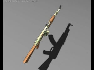 ak 47 basso poli Modello 3D