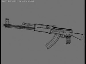 ak 47 basso poli Modello 3D