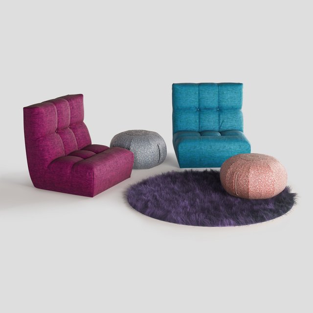 armchair ottoman pouf Modèle 3D .c4d .max .obj .3ds .fbx .stl .blend