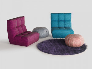armchair ottoman pouf 3D Model