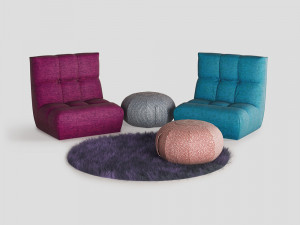 armchair ottoman pouf Modèle 3D