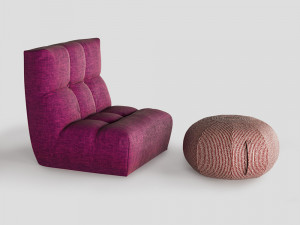 armchair ottoman pouf Modèle 3D