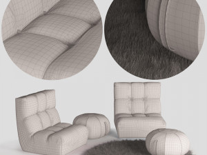 armchair ottoman pouf Modèle 3D