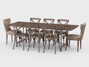 traditional dining set 3D Model