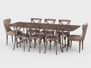 traditional dining set Modelo 3D