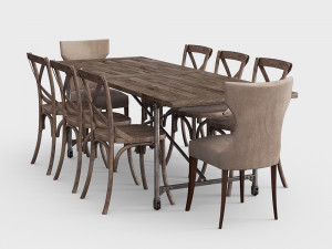traditional dining set Model 3D