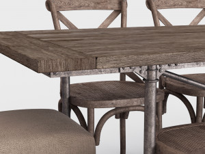 traditional dining set Model 3D