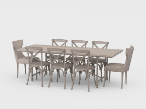 traditional dining set Model 3D