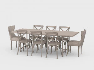 Traditional dining set 3D Model