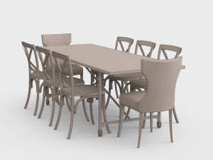 traditional dining set Model 3D