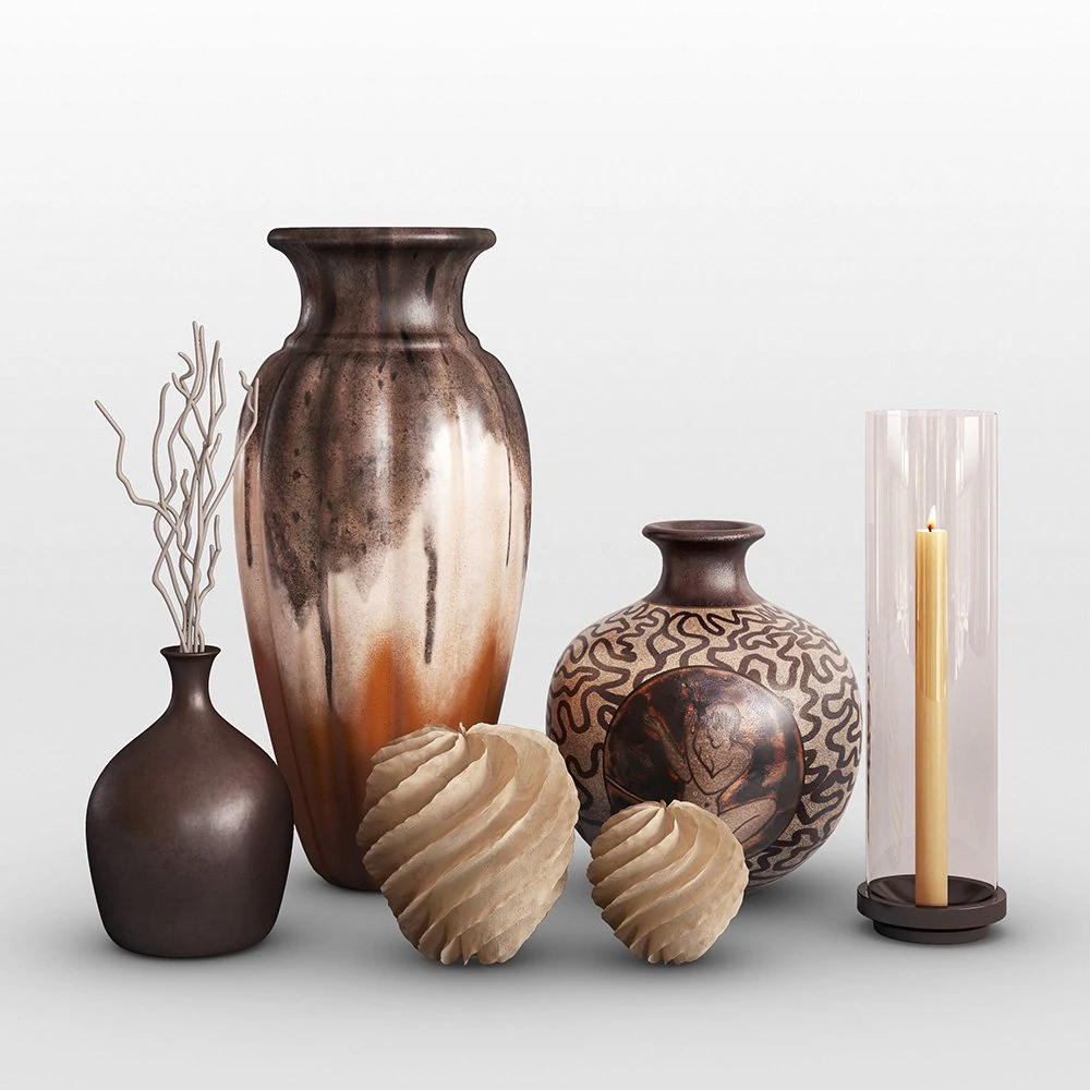 Decoration set 01 3D Model .c4d .max .obj .3ds .fbx .stl .blend
