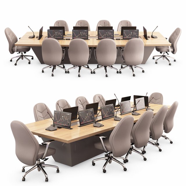 conference set 01 3D 模型 .c4d .max .obj .3ds .fbx .stl .blend 