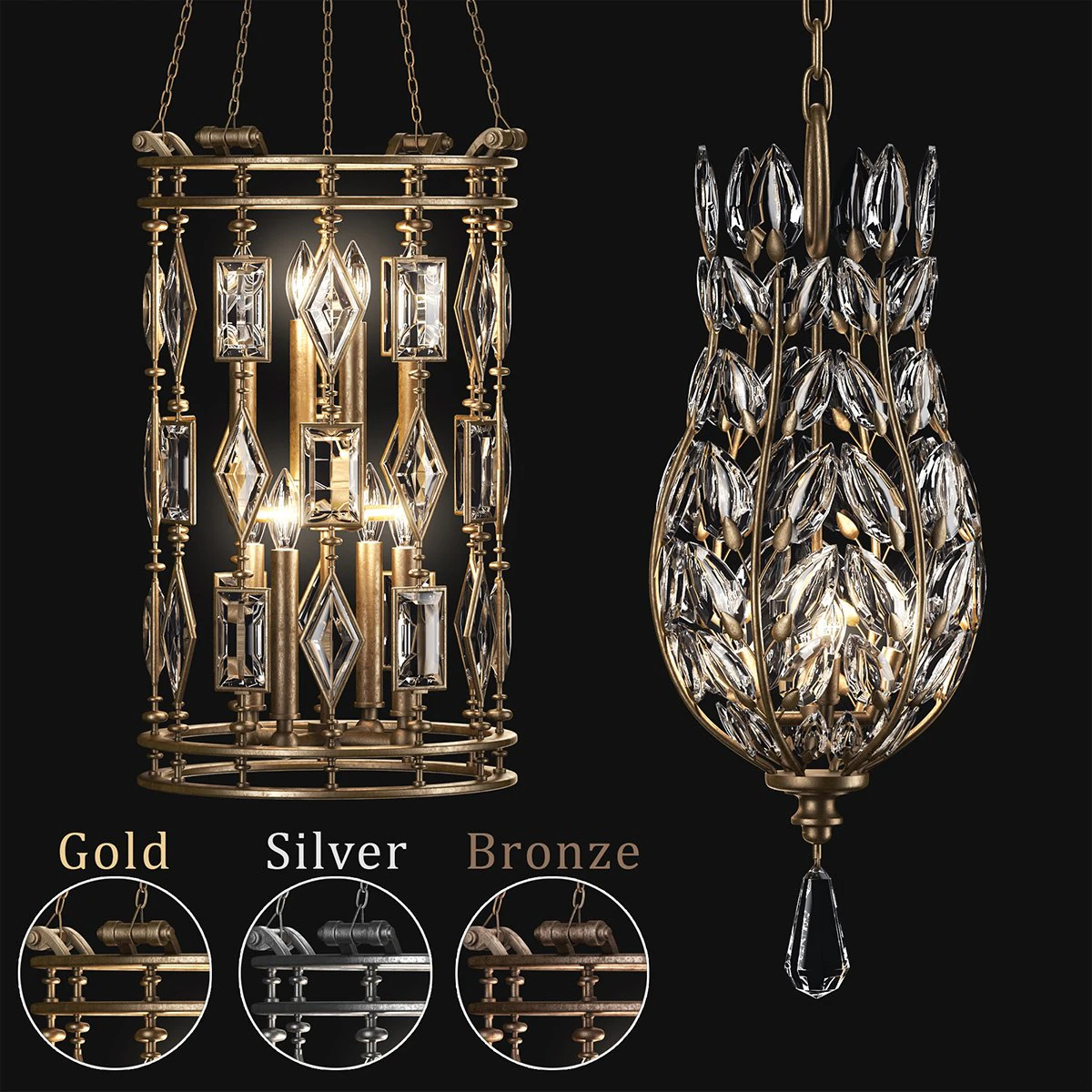 Crystal Fine Art Pendants 3D Model .c4d .max .obj .3ds .fbx .stl .blend