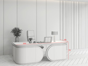 Workplace manager desk 01 - Boss desk 3D 모델