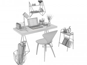 Golden Workplace Set 01 Model 3D
