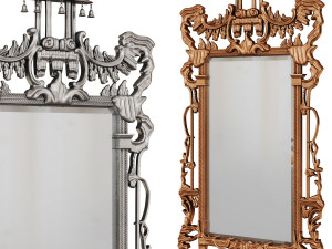 Chinese Chippendale style carved giltwood mirror Modelo 3D