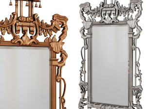 Chinese Chippendale style carved giltwood mirror Modelo 3D