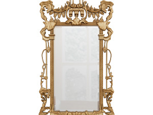 Chinese Chippendale style carved giltwood mirror Modelo 3D