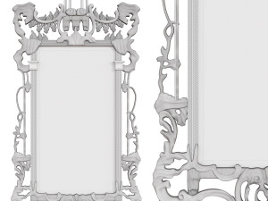 Chinese Chippendale style carved giltwood mirror Modelo 3D