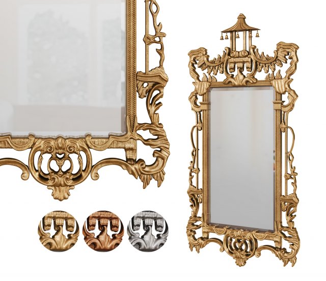 Chinese Chippendale style carved giltwood mirror Modelo 3D .c4d .max .obj .3ds .fbx .stl .blend 