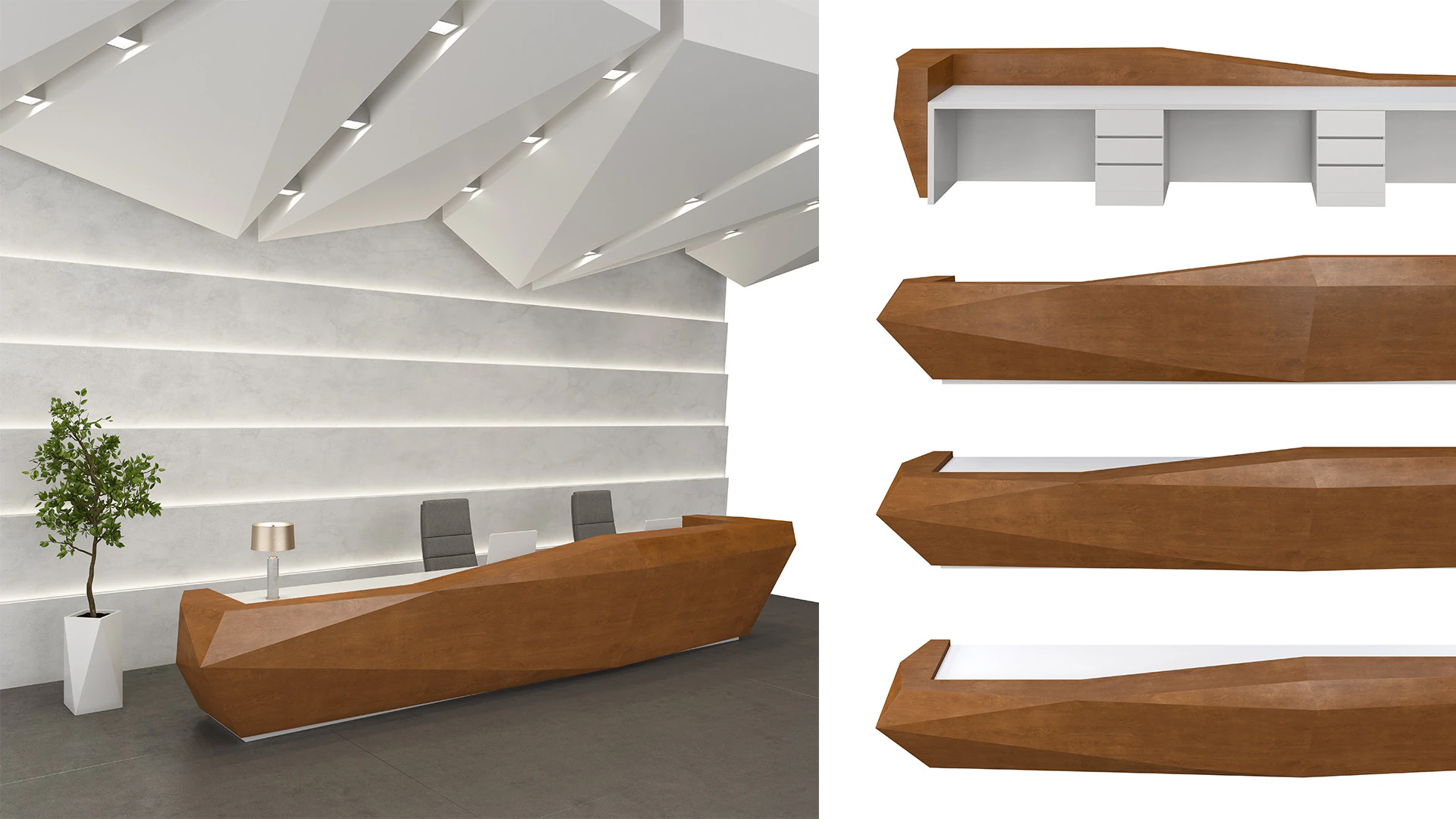 Designing Reception Desk 01 3D Model .c4d .max .obj .3ds .fbx .stl .blend