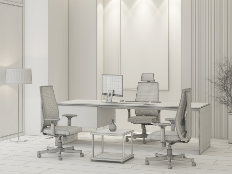 Boss Office Design With Linha Studio boss desk 3D-Modell