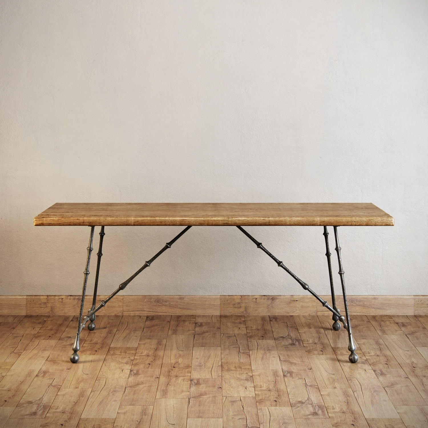 restoration hardware oak iron craftsman desk 3D Model .c4d .max .obj .3ds .fbx .stl .blend 